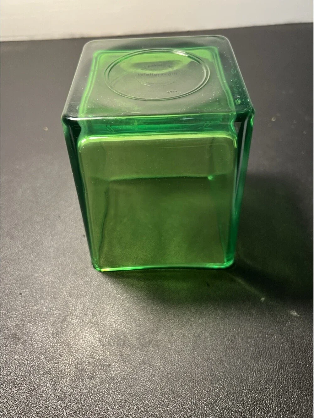 Teleflora Contemporary Green Glass Cube Vase, 4x5